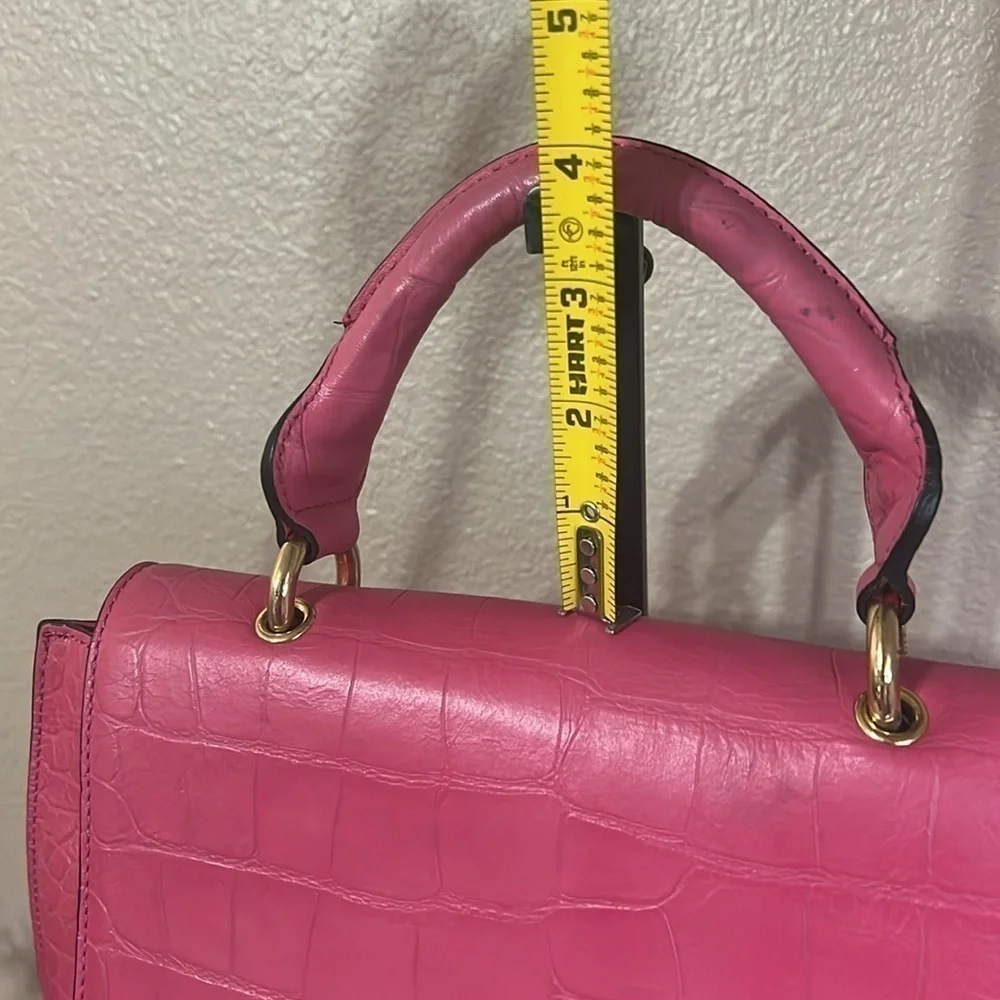 MCM Pink Croc Embossed Top Handle Satchel Bag